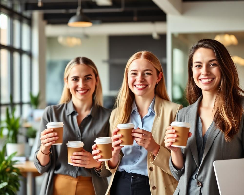 Employees enjoying coffee